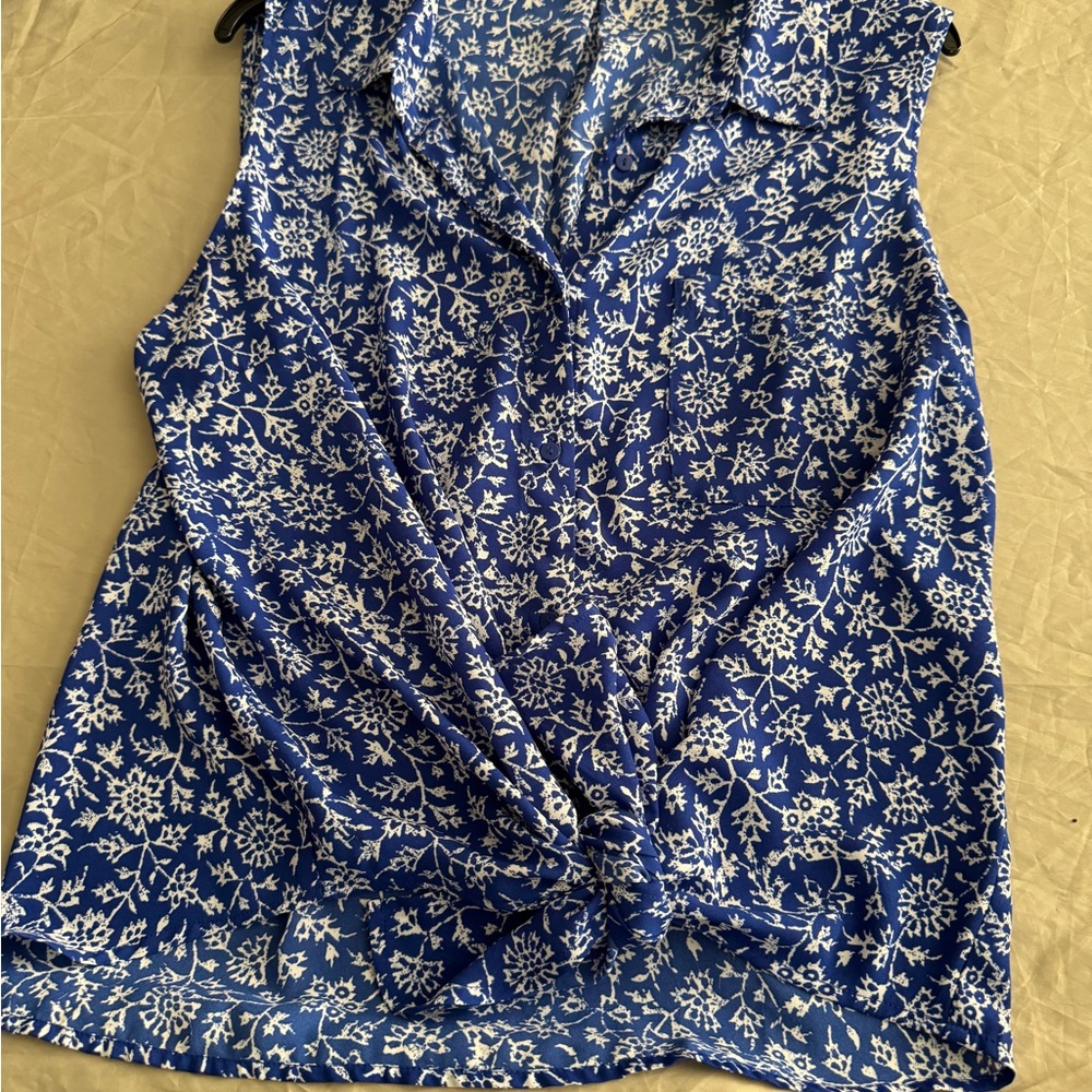 Floral Blue Sleeveless Top
